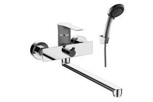 Смеситель Rossinka RS35-32PC, ванна, латунный, длинный излив 350 мм, однорычажный (к. 35), перл./хр. BR-07657 фото