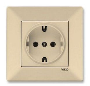 Розетка с заземлением Meridian Viko by Panasonic. Крем BR-0726-NN-14155 фото