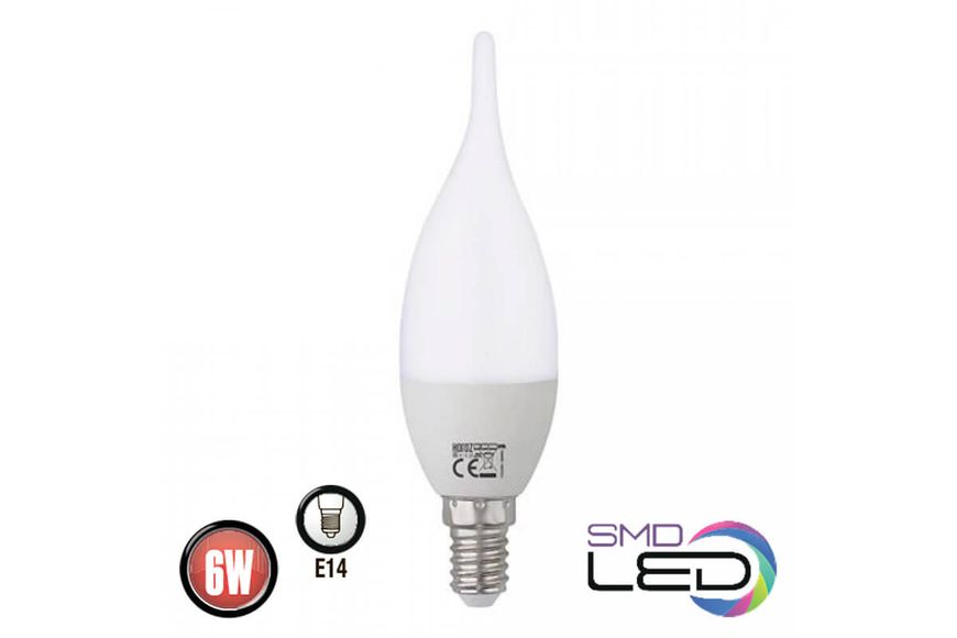 Лампа светодиод. свеча на ветру LED(E14 6W 4200K 480Lm) 175-250V-HL4370L 001-004-0006 Craft-6 BR-05500 фото