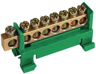 Шина нулевая на DIN-рейку, 8 х 16 mm2, зеленый, Promfactor BR-0726-NN-16720 фото