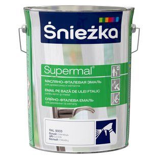 Эмаль Supermal Sniezka. Дерево/ Металл. Белый. Глянец. 0.4 л. BR-0726-NN-7486 фото