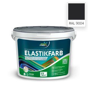 Краска акрил ELASTIKFARB резиновая черный RAL 9004 12 kg, Nanofarb BR-0726-NN-7175 фото