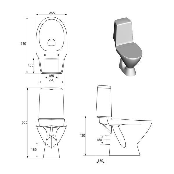 Унитаз-компакт Mito Arctic NEW, горизонтальный выпуск, нижний подвод воды, сиденье PP Cersanit BR-0726-NN-11760 фото