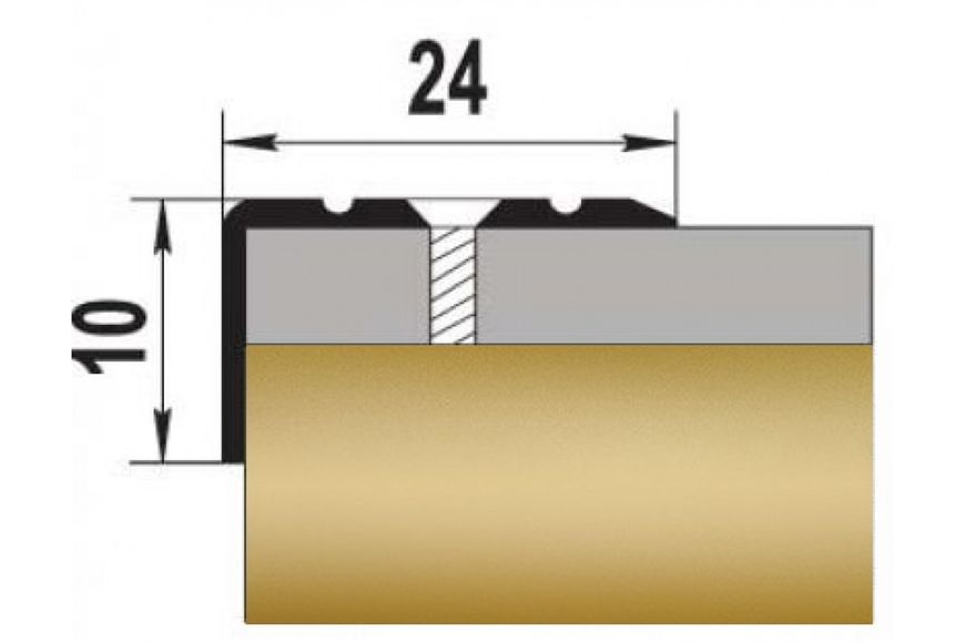 Порог алюминиевый анодированный Золото Д1 24мм*10мм - 0,9м GRACE BR-00541 фото