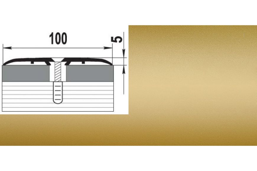 Порог алюминиевый анодированный Золото А100 100мм*5мм - 0,9м GRACE BR-00551 фото