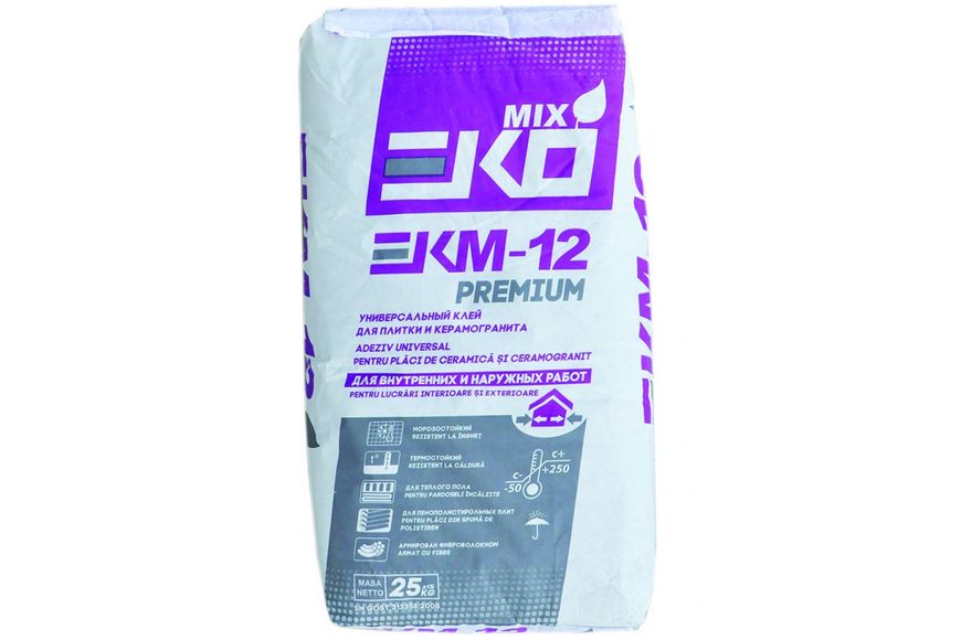 Клей для плитки EKO MIX Premium EKM -12 с фиброй 25 кг (54) ЕКМ-12 BR-02411 фото