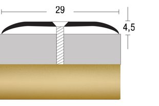 Порог алюминиевый анодированный Золото А30 29мм*4,5мм - 0,9м GRACE BR-00547 фото