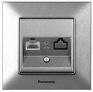 Розетка компьютерная одинарная ' RJ45 cat6 ' Arkedia Slim Panasonic. Серебро BR-0726-NN-14118 фото