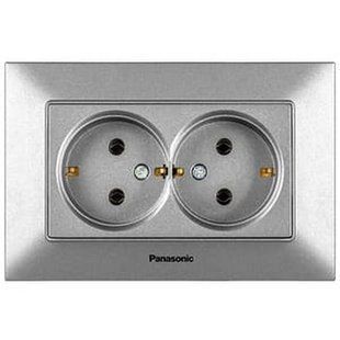 Розетка двойная с заземлением Arkedia Slim Panasonic. Серебро. 16 А. BR-0726-NN-14185 фото