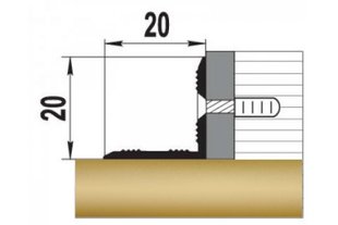 Порог алюминиевый анодированный Золото Д6 20мм*20мм - 0,9м GRACE BR-00539 фото