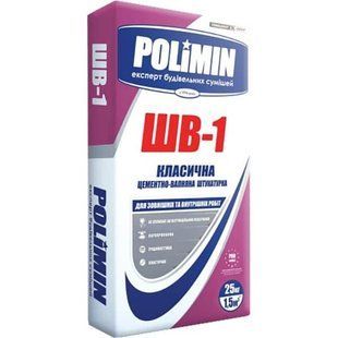 Штукатурка, цементно-известковая, ШВ-1, 25кг, POLIMIN BR-0726-NN-13813 фото