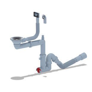 Сифон ANI, 3 1/2'x40, с переливом и подключением стиральной машины, space-saving, Aniplast BR-0726-NN-10656 фото