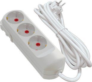 Удлинитель 3 гнезда с заземлением, 3m, белый, Neomax BR-0726-NN-16357 фото