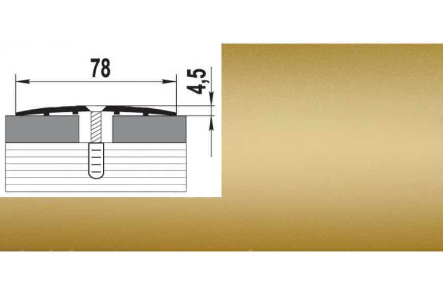 Порог алюминиевый анодированный Золото А80 78мм*4мм - 0,9м GRACE BR-00543 фото