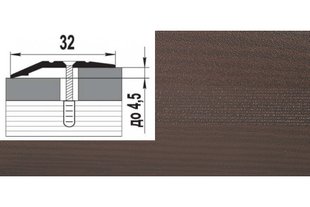 Порог алюминиевый декор. Дуб венге С1 32мм, перепад до 4,5мммм - 0,9м GRACE BR-00507 фото