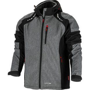 Куртка рабочая soft-shell с капюшоном, серая с черно-красными вставками, размер 2XL, CE, L4092305, LAHTI PRO BR-0726-NN-12280 фото