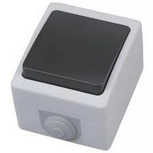 Выключатель одноклавишный, ATOM, наружный, IP54, серый, Horoz BR-0726-NN-14037 фото