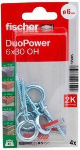Дюбель универсальный нейлоновый с кольцом 6x30 mm, OH K NV, DuoPower, Fischer BR-0726-NN-12947 фото