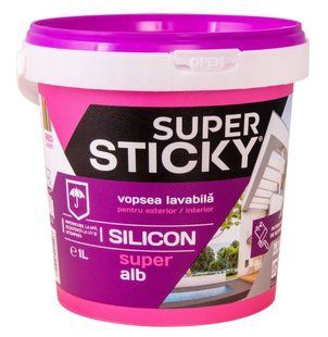 Краска, моющаяся, с силиконом, белая, 1 л, STICKY BR-0726-NN-7116 фото