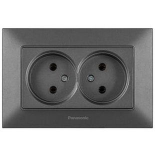 Розетка двойная без заземления Arkedia Slim Panasonic. Дымчатый. BR-0726-NN-14227 фото
