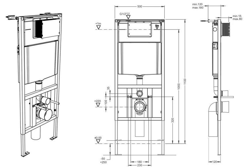 Инсталляция для подвесного унитаза 3/6 л (без кнопки) Bien Banyo 129021 BR-0726-NN-10634 фото