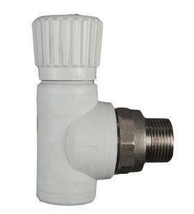 Кран шаровой ППР для радиатора угловой d20х1/2'Н белый. EMIRPLAST BR-0726-NN-10398 фото