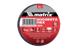 Изолента ПВХ 15мм х 10м, черная, 150 мкм MTX 887719 BR-03485 фото