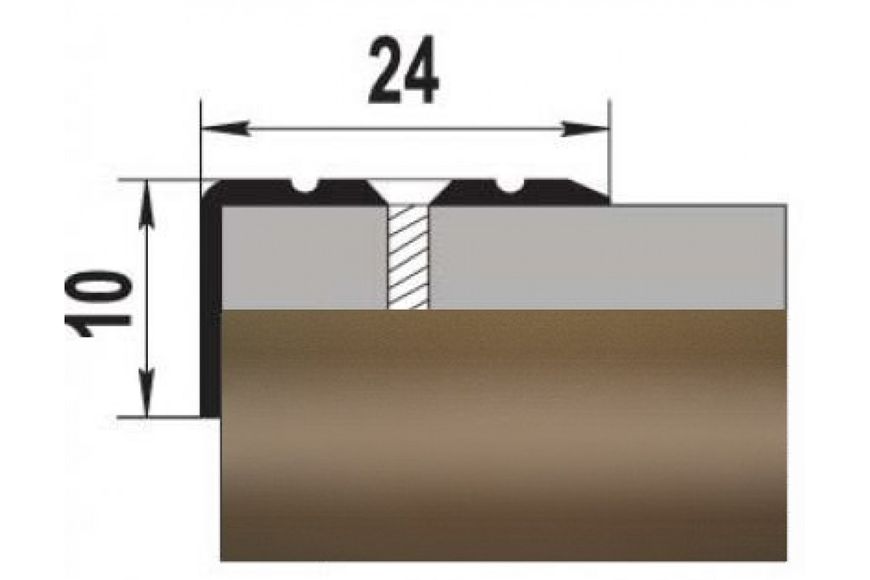Порог алюминиевый анодированный Бронза Д1 24мм*10мм - 0,9м GRACE BR-00771 фото