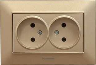 Розетка двойная без заземления Arkedia Slim Panasonic. Бронза. BR-0726-NN-14241 фото