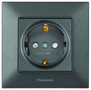 Розетка с заземлением и защитными шторками Arkedia Slim Panasonic. Дымчатый. BR-0726-NN-14402 фото