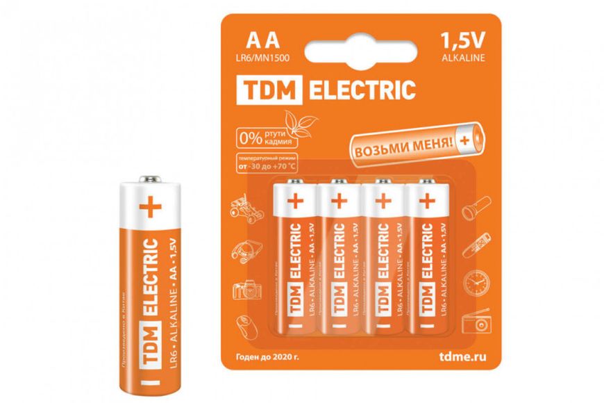 Элемент питания LR6 AA Alkaline 1,5V BP-4 TDM SQ1702-0003 BR-01447 фото