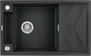 Мойка гранитная Magnetic Deante. 1 чаша. Крыло для сушки. Влево / вправо. Графитовый. 820 х 500 x 160 мм BR-0726-NN-10533 фото