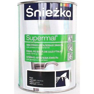 Эмаль Supermal Sniezka. Дерево/ Металл. Черный. Глянец. 0.8 л. BR-0726-NN-7421 фото