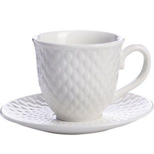 Набор кружка, тарелка, керамическая, белый, 12шт, 300ml BR-0726-NN-1532 фото