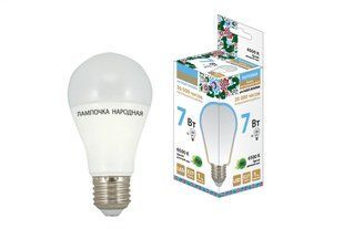 Лампа светодиодная НЛ-LED-A55-7 Вт-230 В-6500 К-Е27, (55х98 мм), Народная TDM SQ0340-1507 BR-05454 фото