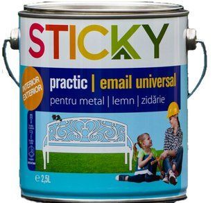 Полуглянцевая алкидная эмаль, белая, 2.5 л, STICKY Practic BR-0726-NN-7422 фото