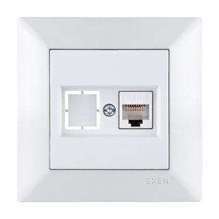 Розетка компьютерная одинарная, RJ45, CAT6, белая, ODAK EXEN BR-0726-NN-14278 фото