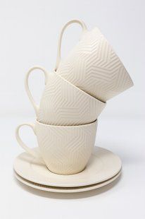 Набор кружка, тарелка, керамическая, белый, 12шт, 300 ml BR-0726-NN-1508 фото