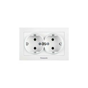 Розетка двойная с заземлением 16А, белый, Karre Plus 55 BR-0726-NN-14507 фото