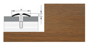 Порог алюминиевый декорированный Орех EP06 38мм - 1,8м Kadigroup BR-01630 фото