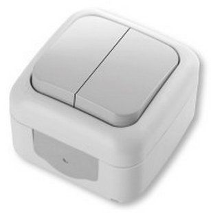 Выключатель двухклавишный Palmiye Viko by Panasonic. Наружный. Белый BR-0726-NN-14053 фото
