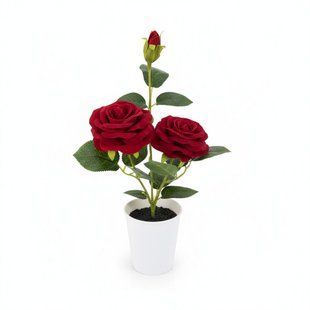 Цветок декоративный, Роза, в вазоне, искуственная, 39 cm BR-0726-NN-0321 фото