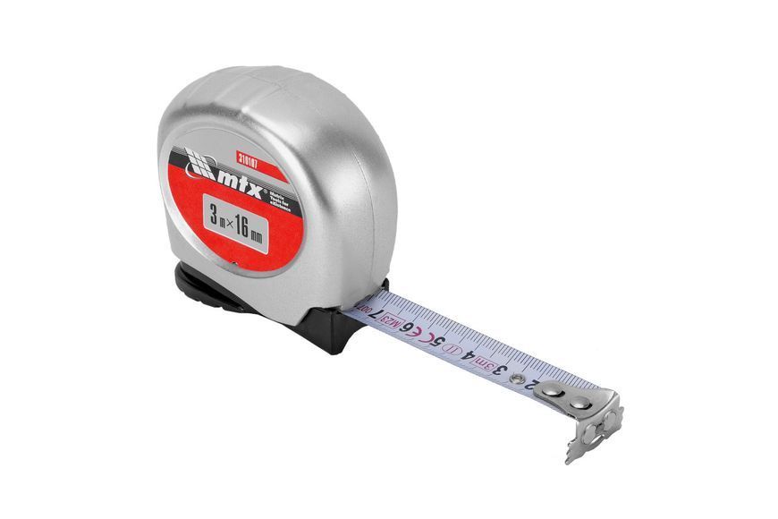 Рулетка 3м х 16мм Magnetic, пластиковый корпус, AUTO фиксация, магнит. зацеп - TM MTX BR-0726-LR-2019 фото