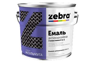 Эмаль антикоррозионная «ZEBRA» Кольчуга, 3 в1, черный №90 , 0,7 кг BR-04560 фото