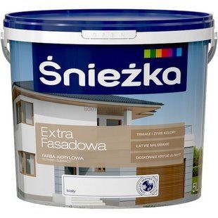 Краска акриловая для фасадов EXTRA FASADOWA Sniezka. Матовая. Белая. 10 л. BR-0726-NN-7196 фото