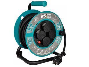 Удлинитель 3x1.5mm, 4x16A/230V, 3kW, 15m, IP44, KS CR-15M, K&S BR-0726-NN-16389 фото
