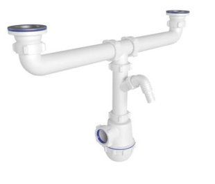 Сифон двойной для мойки + слив стиральной машины (круглый) BR-0726-NN-10696 фото