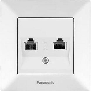 Розетка компьютерная двойная '2xRJ45 cat5e' Arkedia Slim Panasonic. Белый BR-0726-NN-14326 фото
