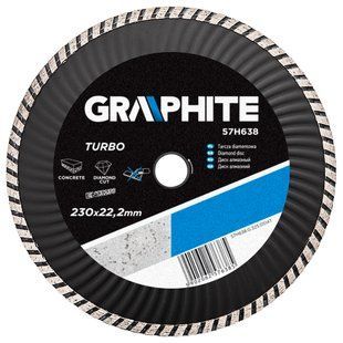 Диск алмазный отрезной турбо Wave 230x22.2 мм Graphite BR-0726-NN-3908 фото