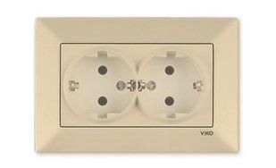 Розетка двойная с заземлением Meridian Viko by Panasonic. Крем BR-0726-NN-14459 фото